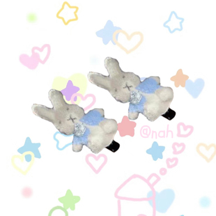 nah原创手作可爱毛绒绒兔子发夹少女侧边刘海夹发卡发饰头饰Y2K