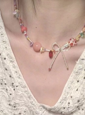 nah夏日草莓泡泡彩色串珠项链