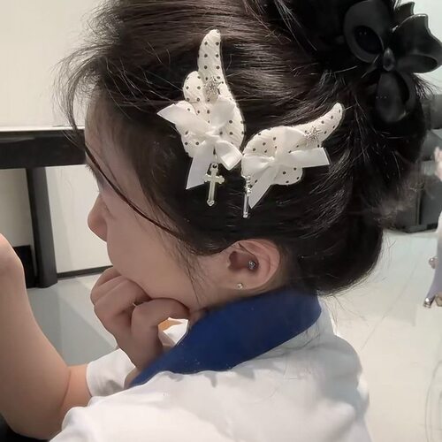 波点天使翅膀发夹女星星十字架蝴蝶结边夹甜酷亚文化少女刘海头饰
