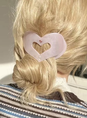 nah果冻爱心抓夹浅粉浅蓝少女发抓简约百搭后脑勺发饰夹子头饰ins