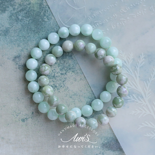 纪念版「和风浅草」天然水晶天使绿海纹石美国内华达石草花石手串