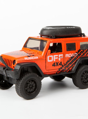 原厂1/36改装版牧马人橙色合金越野车模型跑车玩具汽车模型带回力