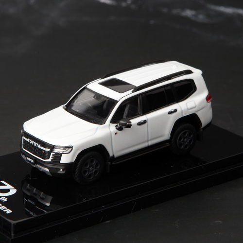 Hobby 1/64丰田Toyota LAND CRUISER JA300W白色合金模型黑倒后镜