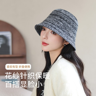 【15年老店】针织花纱盆帽秋冬新款帽子女高级保暖防风渔夫帽