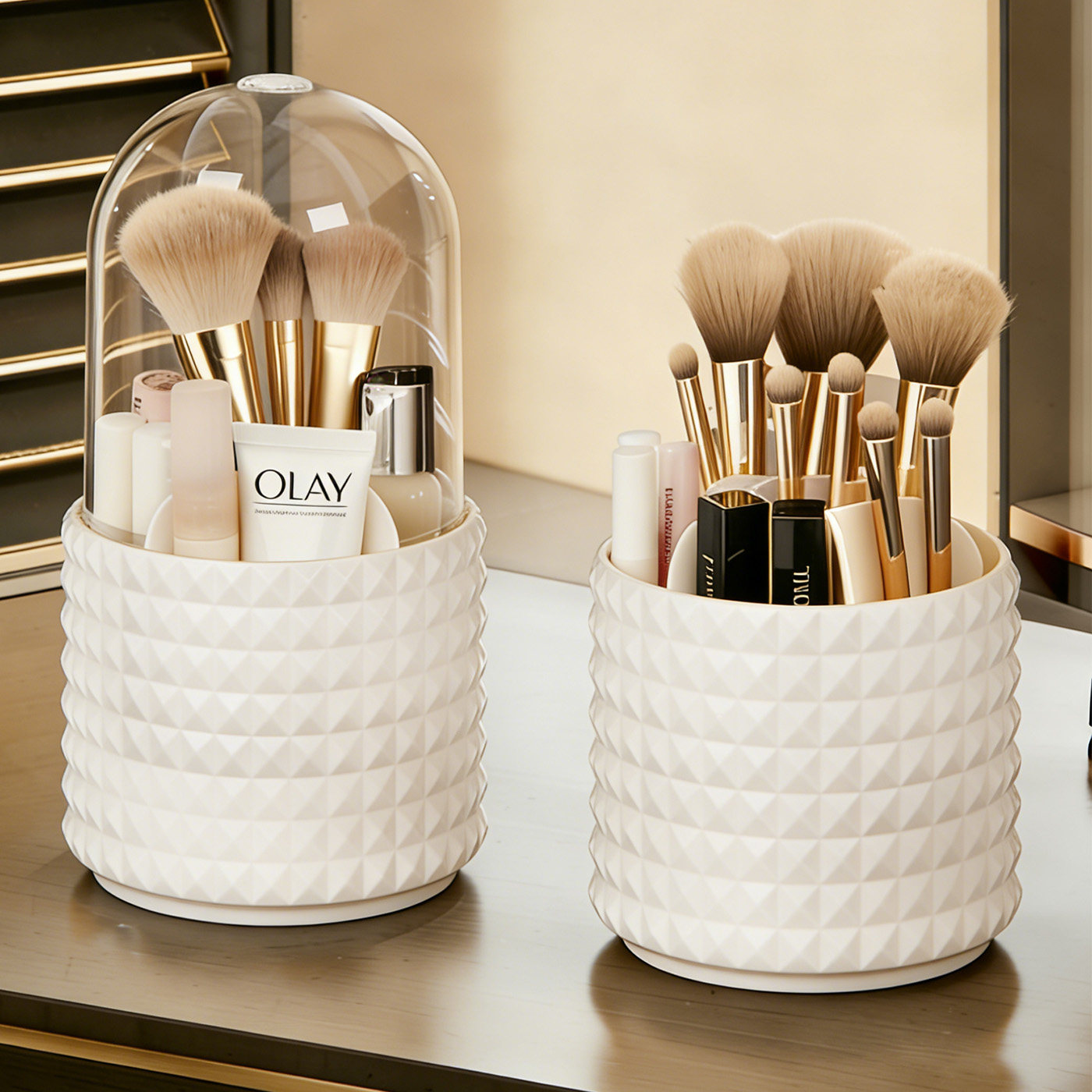 化妆刷收纳筒防尘旋转分格放眉笔口红眼影刷子桶置物架桌面笔筒,收纳整理,桌面收纳盒,淘宝优惠券,粉丝福利购,淘宝优惠卷