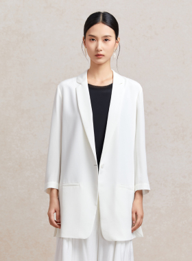 Famecoco折扣店高级感桑蚕丝西装外套干练通勤廓形西服FAC3AW006