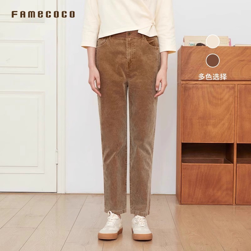 复古灯芯绒休闲裤显瘦窄版直筒裤