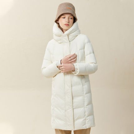 Famecoco折扣店设计感枕头领中长款羽绒服直筒90绒外套F228AD021