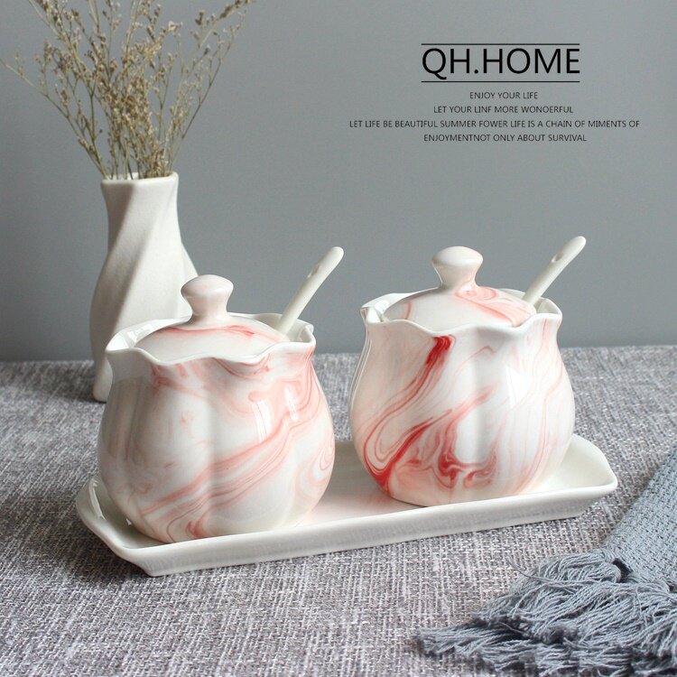 简约家居陶瓷调味罐调味瓶厨房用具大理石纹盐罐白糖罐套装北欧|msdalam kategori dapur/memasak Appliances, Alat dapur/Penyimpanan dapur, botol penyimpanan/bekas penyimpanan dapur, botol perasa - dari Buy2taobao.com untuk memberikan perkhidmatan ejen Taobao profesional membeli