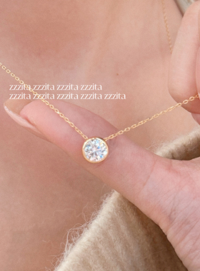 ZZZITA 锁骨星光·the one～925银简约百搭单颗闪钻项链锁骨链