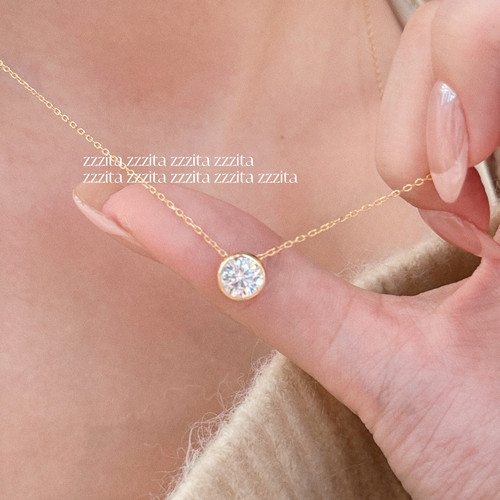 ZZZITA 锁骨星光·the one～925银简约百搭单颗闪钻项链锁骨链