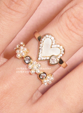 ZZZITA 诱惑月光·Seductive Moonlight～百搭闪钻爱心花朵戒指