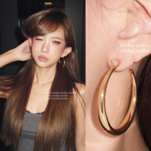 ZZZITA Wild～欧美百搭辣妹复古闪钻大圈圈耳环 天生野性·Born