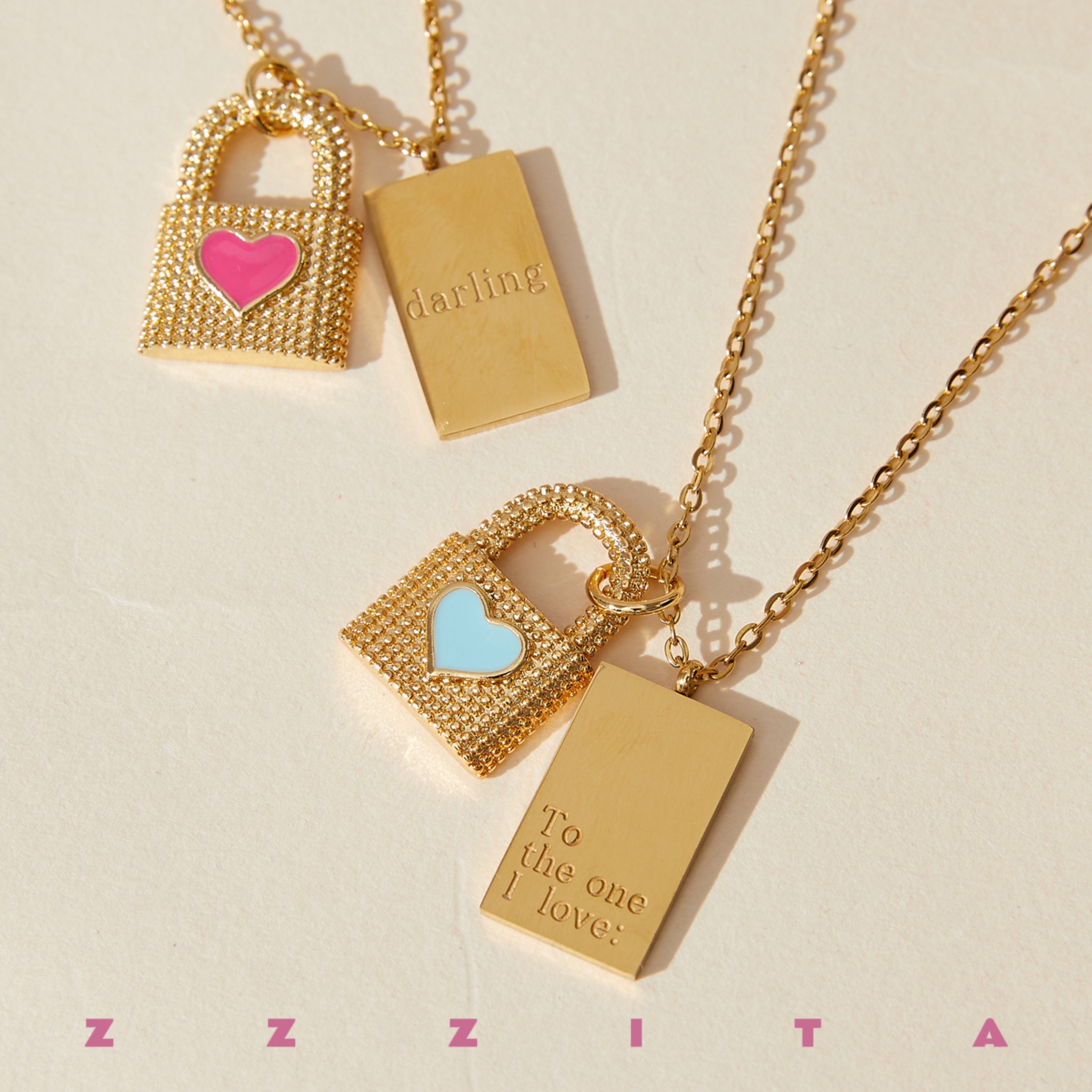 zzzita 【表白字母】定制英文字母彩色爱心小锁吊坠项链百搭锁骨