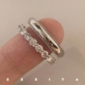 ZZZITA 小排钻～925纯银闪钻戒指高级精致气质叠戴满钻轻奢细指环