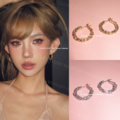 ZZZITA 巴掌脸速成·Twist Blaze～百搭简约闪钻麻花扭结圈圈耳环