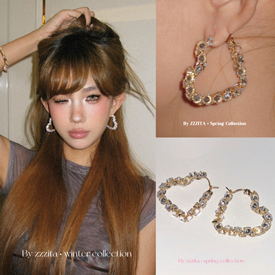 ZZZITA Stella Crush·爱神降临～设计感手镶闪钻ins爱心圈圈耳环