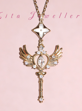 ZZZITA 少女的意志·alpha sweetie～原创闪钻翅膀权杖毛衣链项链