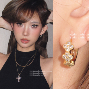 ZZZITA Flower～千金气质百搭设计闪钻花朵耳环 慵懒之花·Relax