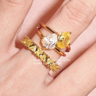 ZZZITA 有金有钻·Golden Lust～小众复古高级感不规则黄钻戒指