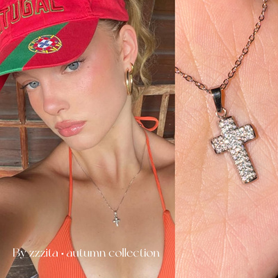 ZZZITA Clara’s cross～美式闪钻迷你十字架项链百搭简约锁骨链