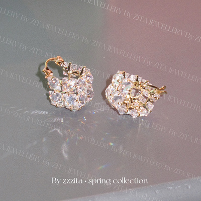 ZZZITA Jessie’s daydream·颧骨消失术～美式简约闪钻圆球耳环