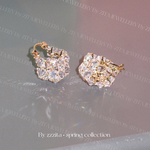 ZZZITA Jessie’s daydream·颧骨消失术～美式简约闪钻圆球耳环