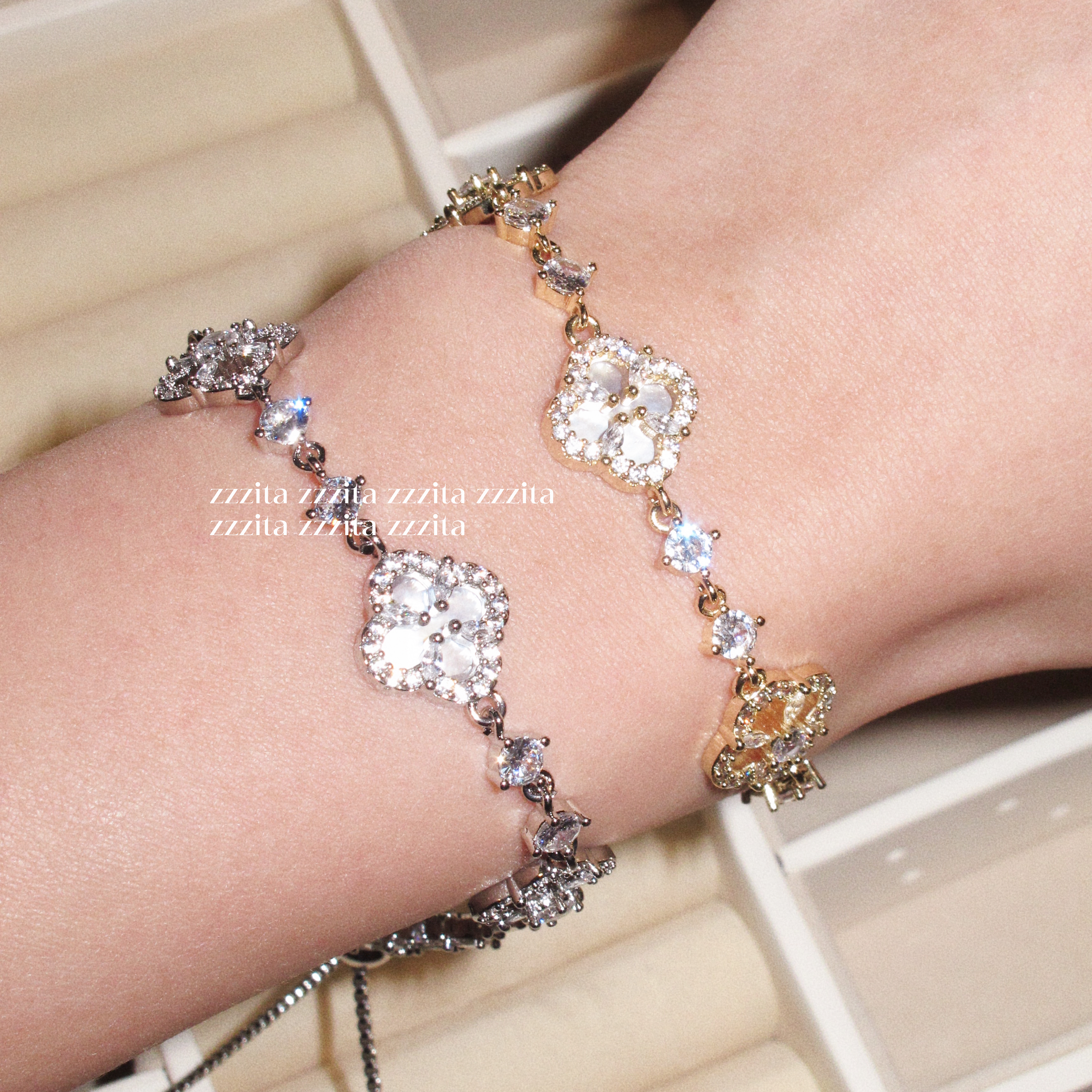 ZZZITA 诱惑玫瑰·Seductive Rosy～千金气质简约闪钻花朵手链