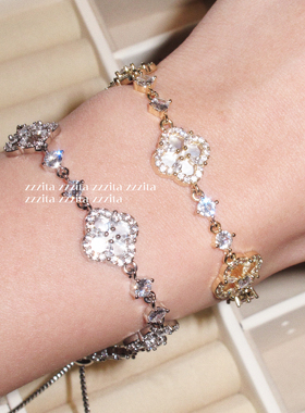 ZZZITA 诱惑玫瑰·Seductive Rosy～千金气质简约闪钻花朵手链