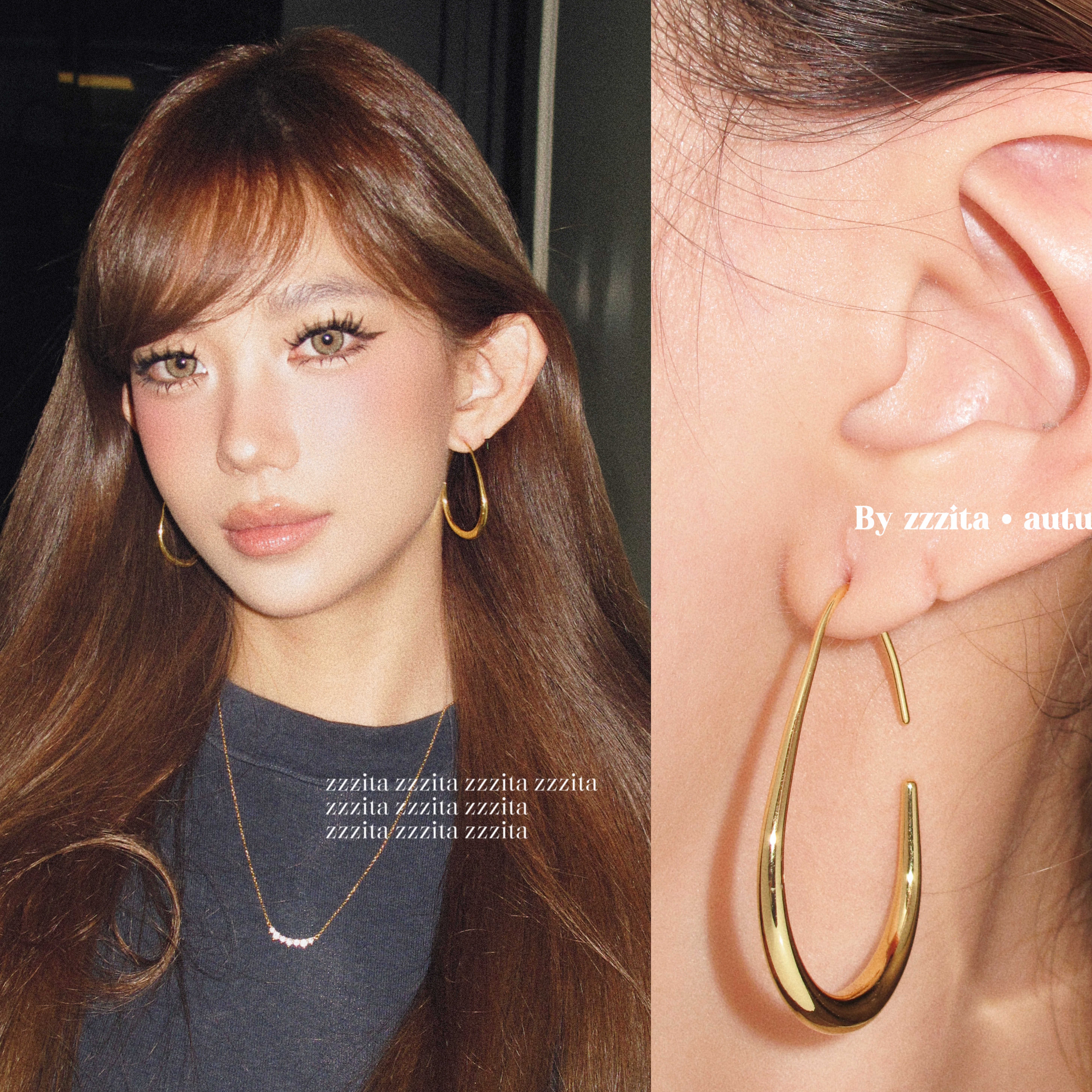 ZZZITA 脸型作弊器•Modern Hoop～简约高级百搭欧美光面圈圈耳环