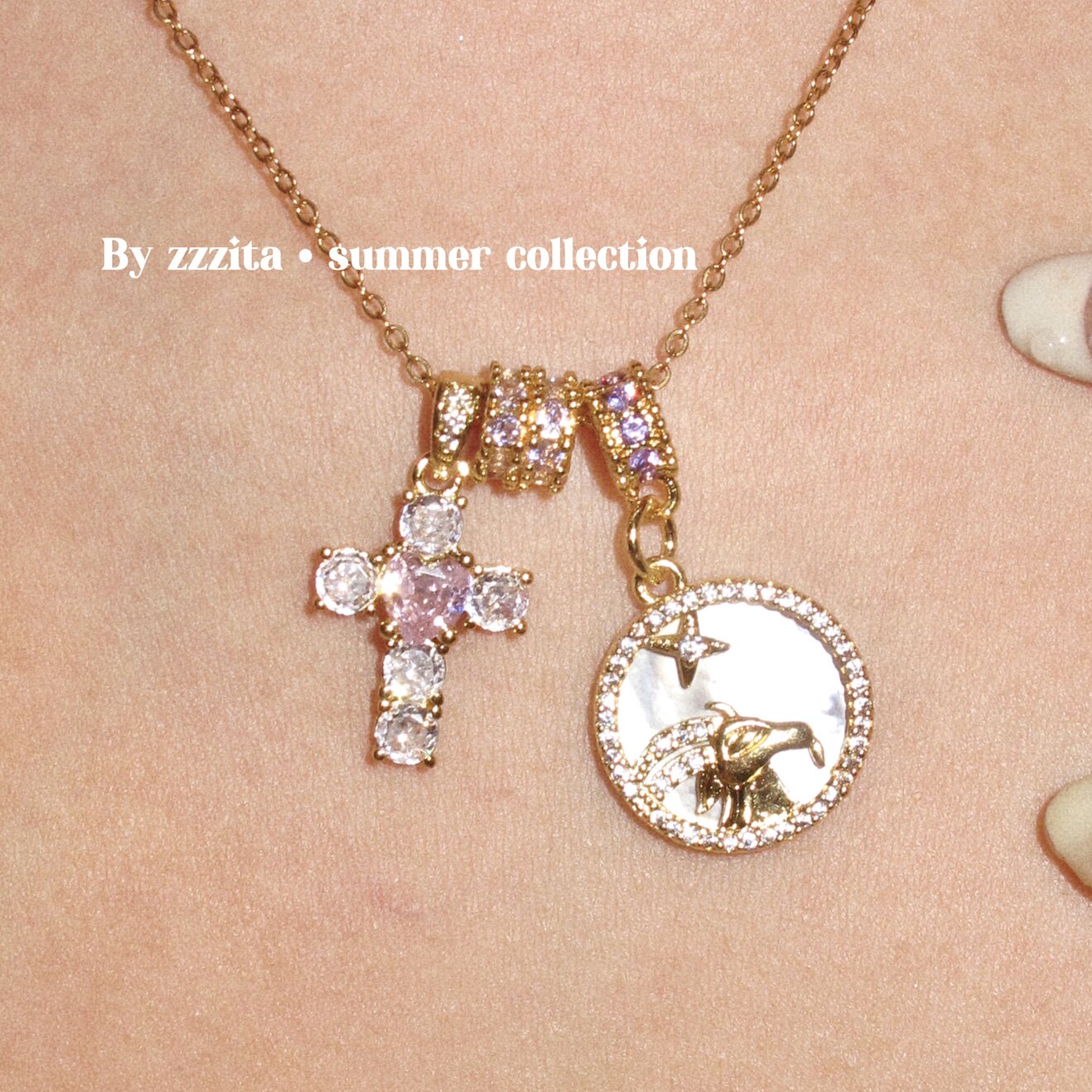 ZZZITA 甜星物语·Zodiac Sweet～定制十二星座闪钻十字架项链