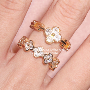 千金辣妹闪钻花朵叠戴戒指 Flower～美式 ZZZITA 勇敢之花•Brave