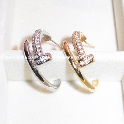 ZZZITA 鎏金岁月·Golden Hour～百搭简约闪钻钉子双层圈圈耳环