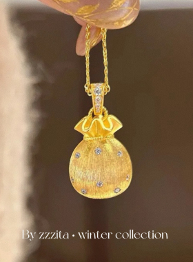 ZZZITA 通体925纯银～手工拉丝点钻小福袋项链轻奢气质锁骨链送礼