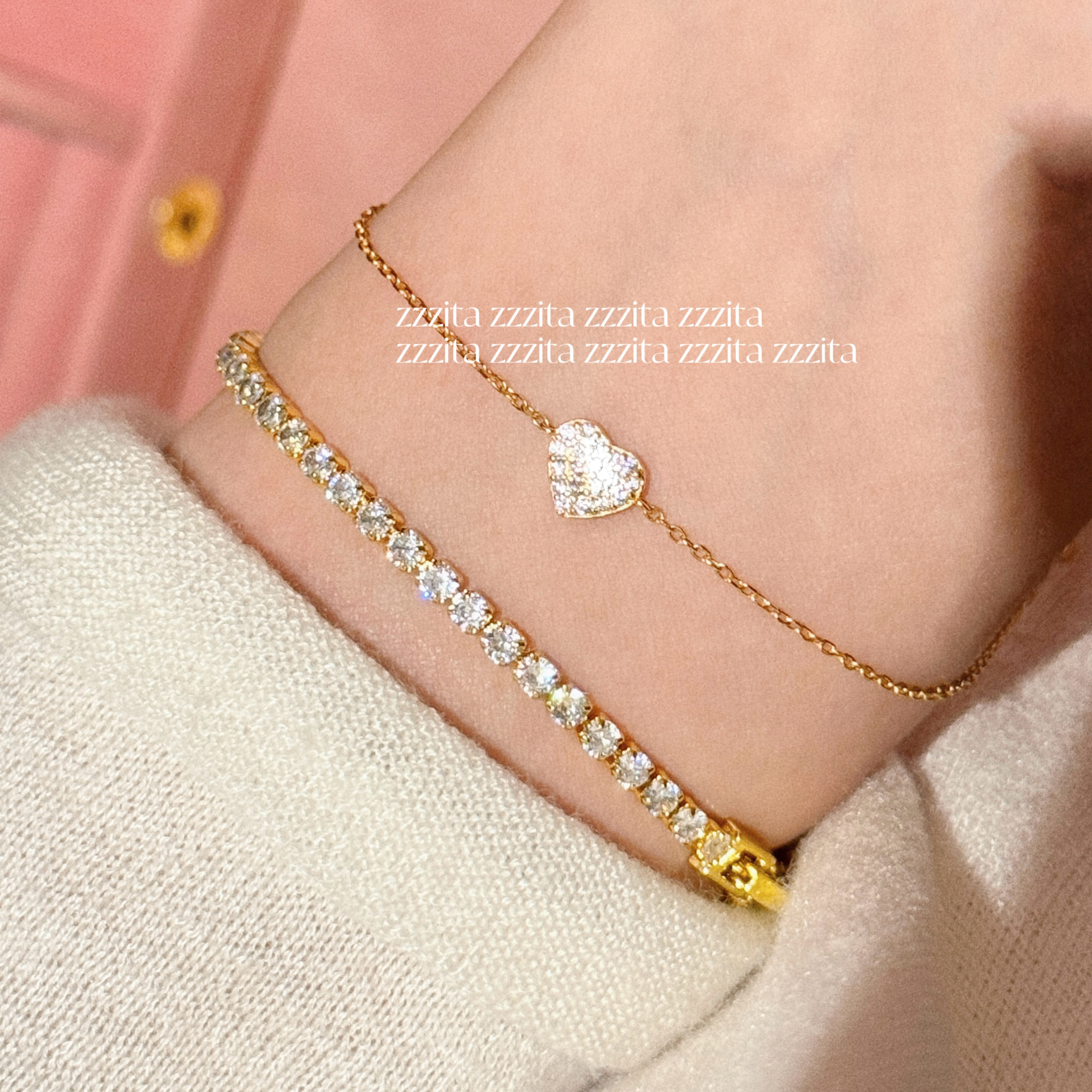 ZZZITA 桃乐丝之心·Doris Heart～925银闪钻爱心手链百搭高级感