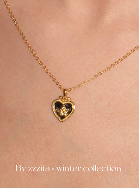 ZZZITA 通体925纯银～美式辣妹爱心丘比特小天使项链小众锁骨链