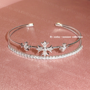 ZZZITA 浪漫鸣奏曲·Romantic Melody～百搭闪钻双层十字架手镯