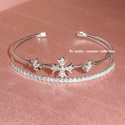 ZZZITA 浪漫鸣奏曲·Romantic Melody～百搭闪钻双层十字架手镯