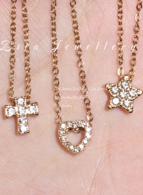 ZZZITA 亚裔日记•Sparkly Cross～复古辣妹闪钻十字架五角星项链