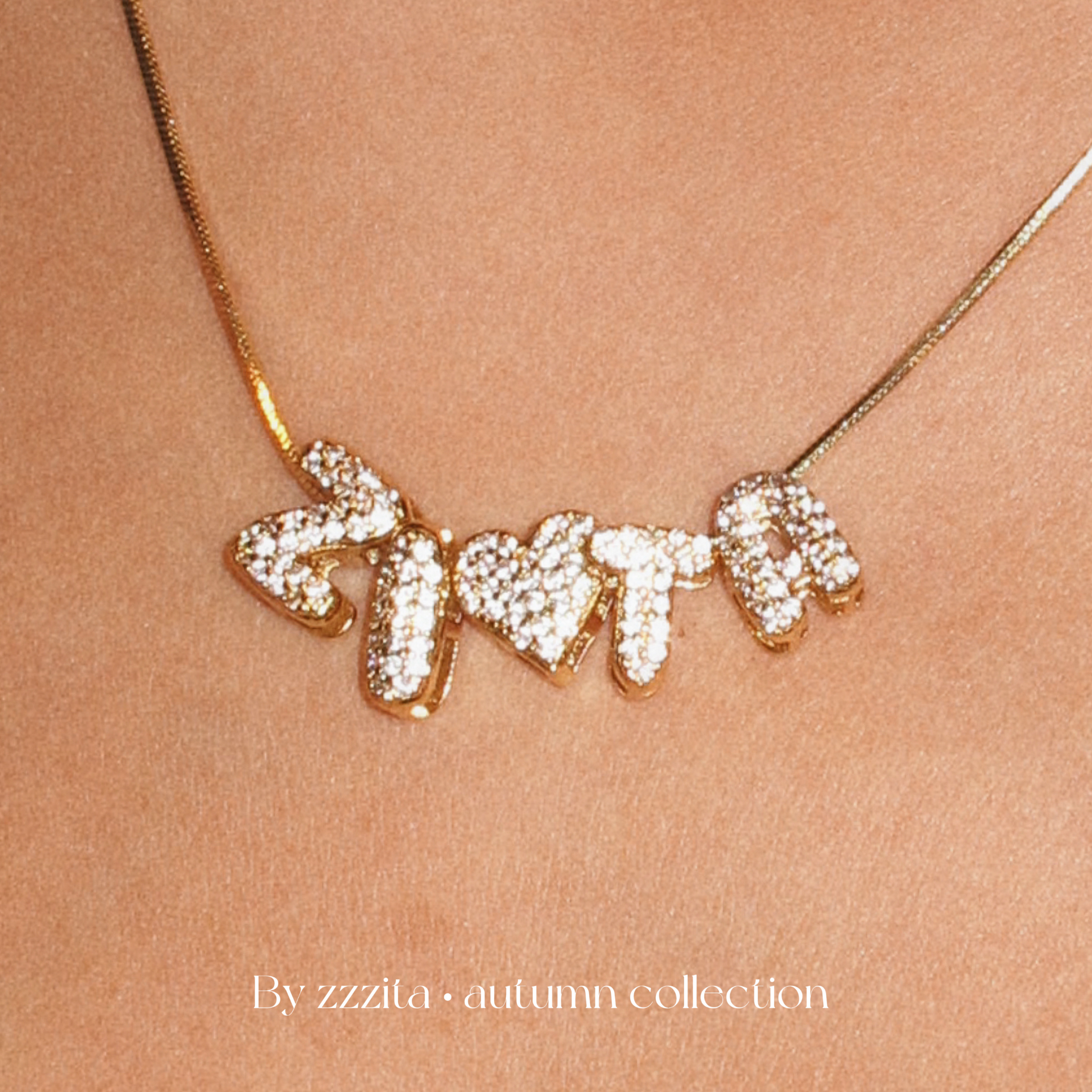 ZZZITA 定制名字～26个英文字母DIY闪钻名字项链百搭送礼物