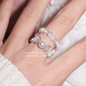 ZZZITA rule～复古少女哑光银蕾丝贝珠百搭小众戒指 蕾丝法则·my