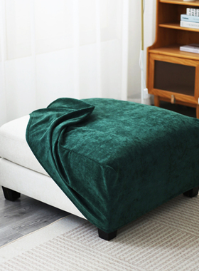 大号正方形雪尼尔方榻套加厚全包矮凳套家用纯色沙发踏脚凳保护罩