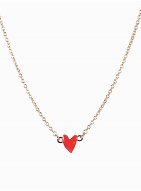 Grant少女小红心项链18K金纯银桃心爱心形锁骨链个性圣诞礼物新年