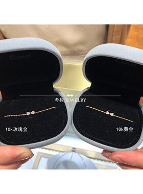 日本18K金蝴蝶结钻石手链女黄.金爱心心形纯银手镯手环玫瑰金纯银