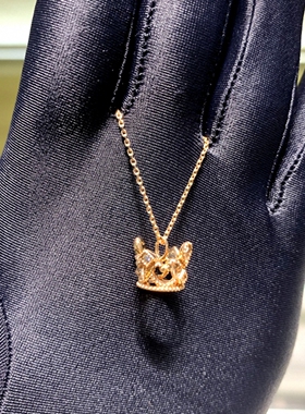 周先生纯银镀18K金钻石皇冠项链女V&A女王桂冠博物馆玫瑰金锁骨链