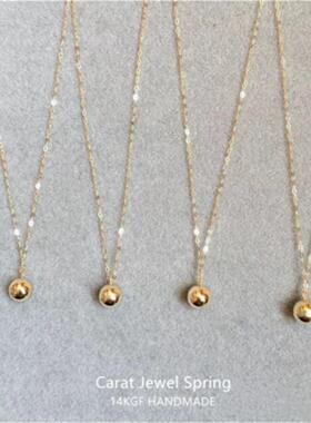 法国巴黎18K金小圆球项链 女纯银镀黄金色豆豆耳钉金球手镯高级感