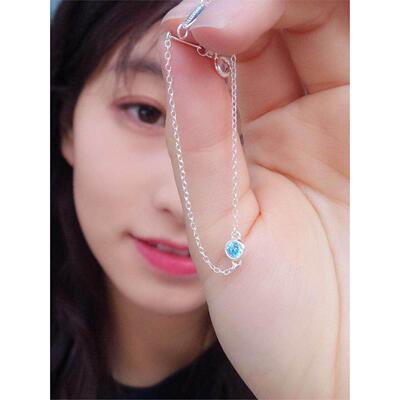 单钻手链女纯银925海蓝宝蓝宝石小众莫桑镶钻手镯韩版简约潮学生