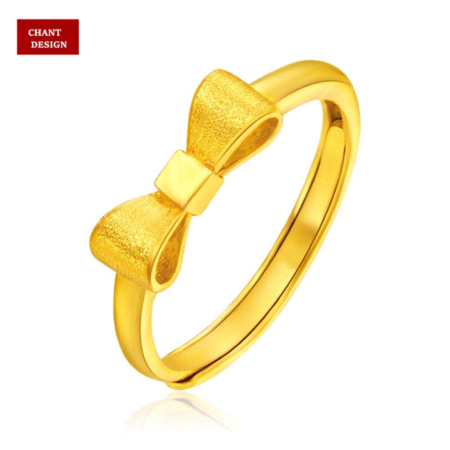 18K金蝴蝶结拉丝戒指 女在逃公主方形爱心指环纯银镀黄金色礼物潮