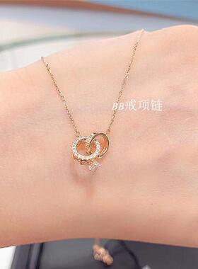 18K金BB戒项链 女轻奢纯银玫瑰金环环相扣万花筒钻石LOVE七夕礼物