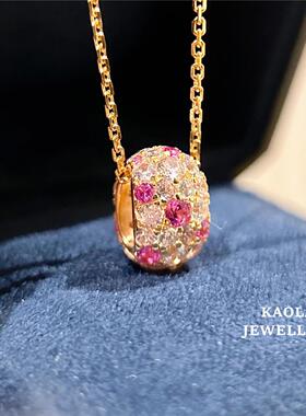 [玫瑰庄园]粉钻路路通项链女中古风纯银满钻万花筒转运珠小蛮腰潮